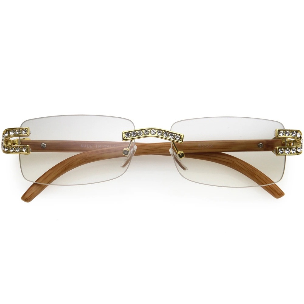 Women's Frameless Gold Accent Sunglasses Gradient Lenses Clear Tinted Gafas 2026 - Picture 5 of 5
